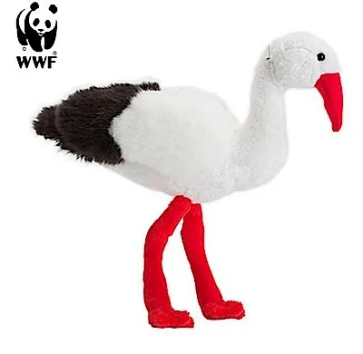A WWF branded plush stork toy.
