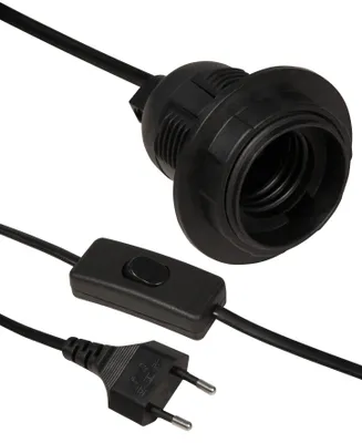 Produktbild von Euro-Netzkabel McPower mit Schnurschalter und E27 Fassung, 3,5m, schwarz