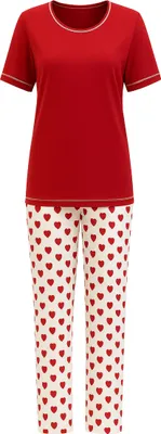 Produktbild von Era & Me Damen Pyjama Set, 2-tlg Rot Herzen XL