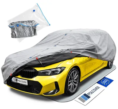 Produktbild von POLCOVER Autoabdeckung Wasserdicht Abdeckplane Auto Atmungsaktiv Sonne, Staub, Hagelschutz, UV-Schutz L (455-476 cm) 11 mm Kombi - Autoplane Autohülle Winter & Sommer