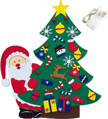 Produktbild von Weihnachtsbaum aus Filz für Kleinkinder – DIY-Weihnachtsbaum-Set mit Ornamenten – Weihnachtsdekoration für drinnen, Tür- und Wandbehang – Weihnachtsgeschenke für Kinder