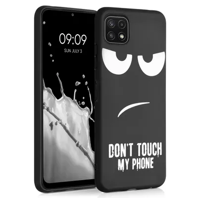 Produktbild von kwmobile Hülle kompatibel mit Samsung Galaxy A22 5G - Handyhülle Silikon Case - Don't touch my Phone Weiß Schwarz