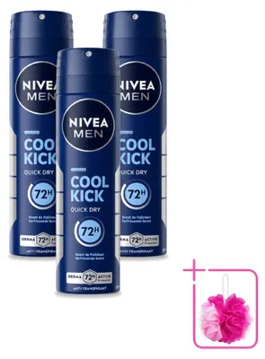 Productafbeelding van 3 x NIVEA MEN Deodorant Spray Cool Kick 150 ml - Voordeelverpakking - 3 stuks