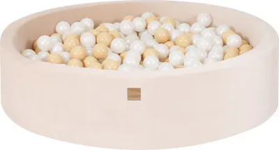 Produktbild von Rund Bällebad für Kinder mit 300 Bällen, 120x30cm, Velvet, Creme: Weiße Perle/Beige