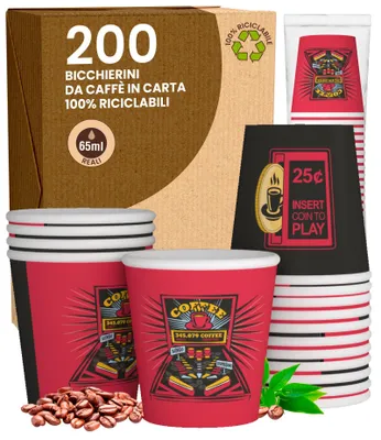 200 Papier-Kaffeebecher 65 ml, umweltfreundlich, biologisch abbaubar