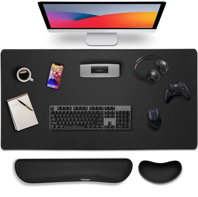 Produktbild von Gimars 3-in-1 XXL Gaming Mauspad mit Gelkissen, ergonomische Handballenauflage, 800 x 305 mm, schwarz