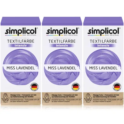Produktbild von Simplicol Textilfarbe intensiv Miss Lavendel Flüssigfarbe, Fixierer (3er Pack)