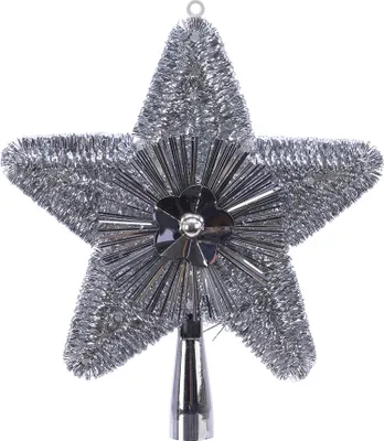 Produktbild von Christbaumspitze Stern 23cm Kunststoff - Silber