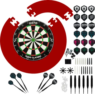 Produktbild von KOTO - King Classic Edition Rot Incl. Surround & Accessory Kit Steeltip 90 Stücks, 2 Sets Dartpfeile 23 G, 6x3 Flights, 6x3 Shafts