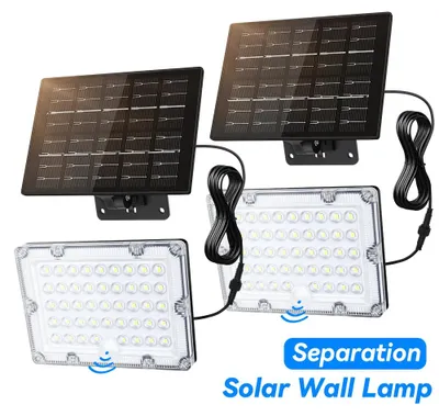 Image de Lampes solaires à LED - Lot de 2 projecteurs LED - 234 LED - Détecteur de mouvement - IP65 - Gradable - Éclairage extérieur - Pour terrasse, cour et garage