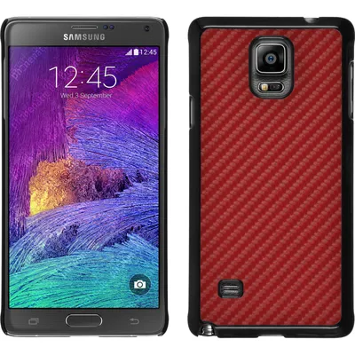 Produktbild von PhoneNatic Case kompatibel mit Samsung Galaxy Note 4 - Hülle rot Carbonoptik Hard-case + 2 Schutzfolien