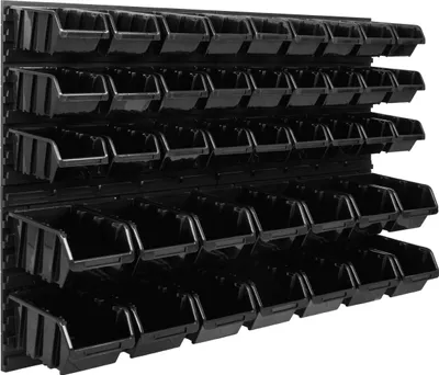 Immagine prodotto di Sistema di stoccaggio Scaffale da officina | 115 x 78 cm | 41 pezzi. Scatola | Scaffale a muro con contenitori impilabili - Pannelli a muro Scaffale extra resistente Scaffale portautensili Scaffale da magazzino Scaffale da garage