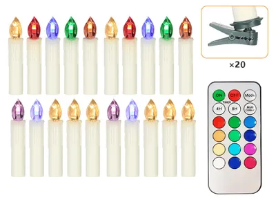 Produktbild von 20 PCS Flammenlose Kerzen mit Fernbedienung Realistische farbwechselnde LED-Kerzen Batteriebetriebene Weihnachtsbaum Flackernde sich verjuengende Kerzenlichter mit Clips fuer die Dekoration von Hochzeitsfeiern