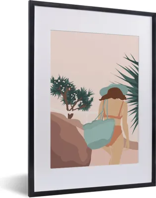 Produktbild von MuchoWow® Gerahmtes Poster Sommer - Frau - Strand 30x40 cm - Poster mit Schwarzem Bilderrahmen Wandposter Rahmen Foto Bilder - Wandposter Schlafzimmer