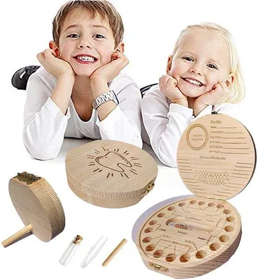 Produktbild von Holz-Schrein für Milchzähne, Zahnorganizer für Kinder, Gedenkbox, Kinderzahnsammlung und Schrein - Zähne