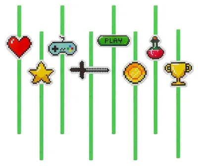 Produktbild von 8 Trinkhalme "Game On" Gaming Party