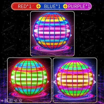 Produktbild von Fliegender Ball , Flying Spinner, Magic Hover Schwebe Ball, Magischer Ball, Zauberball, LED UFO Ball Toys, Bumerang, Spielzeug Drohne Red.Farbe:Blau und Rot und Lila