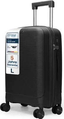 Produktbild von 4FLY Hartschalen Reisekoffer L 65 cm (60L) mit TSA Schloss, 4 Doppelrollen und Teleskopgriff, Schwarz