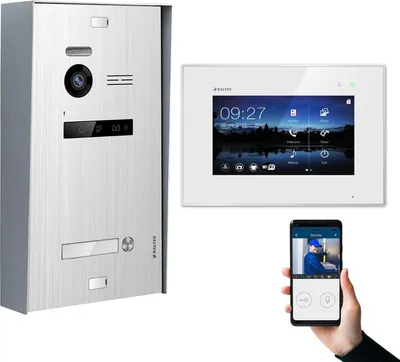 Produktbild von BALTER EVO Aufputz Silber 2-Draht BUS 7" WiFi Monitor Weiß Video Türsprechanlage Set 1 Familienhaus