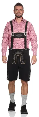 Produktbild von Kurze Lederhose im Trachtenstil mit Träger und Knopfleiste