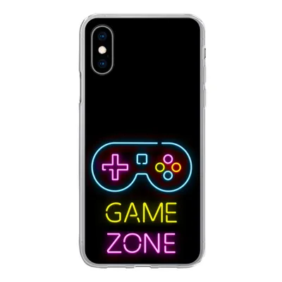 Produktbild von MuchoWow® Handyhülle Schutzhülle Hülle für iPhone X Controller - Spiel - Neon - Schwarz - Zitate - Spielzone Silikon Softcase Handy Hülle - Handyhülle