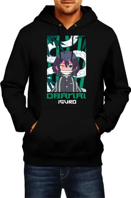 Obrázok produktu pre Pánska Mikina S Kapucňou Japan Anime Manga Demon Anime Slayer Obanai Iguro Hashira, Man 2XL / čierna