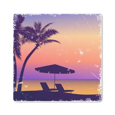 Produktbild von MuchoWow® Mauspad Mousepad Strandkorb - Sonnenschirm - Nacht - Aquarell 20x20 cm - Mousepads - Maus Mat - Pad - Mausunterlage - Desk Mat - Bureauartikeln