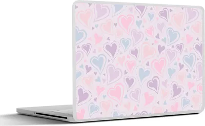 Produktbild von MuchoWow® Laptop Aufkleber Sticker Cover Mädchen - Herzen - Schnittmuster - Mädchen - Kinder - Kinder 31x22.5 cm - Laptop-Deko