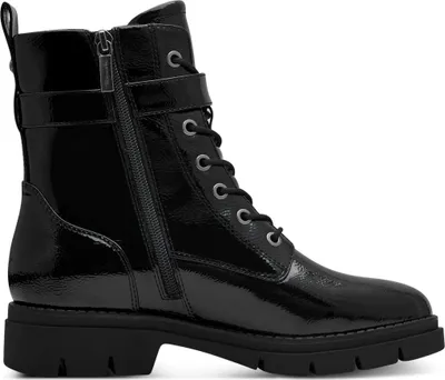 Produktbild von Tamaris Damen Stiefelette Schnürboots Reißverschluss Lack Zierschnalle 1-25289-41, Größe:38 EU, Farbe:Schwarz