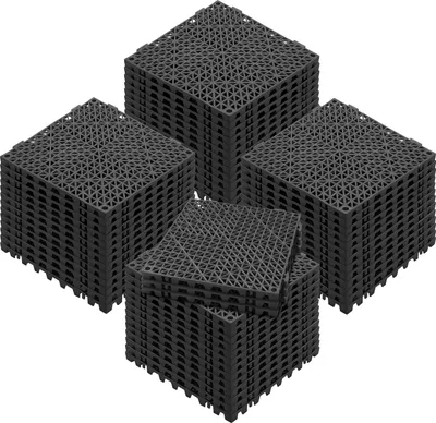 Image de SucceBuy Coussin modulaire à emboîtement, 55 pièces, 30 x 30 cm, tapis de drainage, carreaux de sol souples en PVC à emboîtement, trous d'évacuation antidérapants pour toilettes, salle de bain, cuisine, piscine