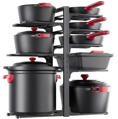 Image de Elzusha - Organisateur de casseroles et de poêles pour meuble de cuisine, avec 8 niveaux