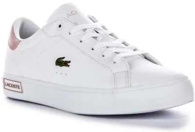 Produktbild von Lacoste Power Court Signature Soft Upper Synthetik Sneaker in Weiß Rosa – 5,5 UK - 39 EU - 6,5 US / Weiß Rosa