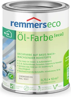 Produktbild von Remmers Öl-Farbe [eco] cremeweiß (RAL 9001) 0,75 l, Holzlack