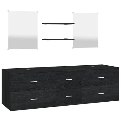 Image de vidaXL Ensemble de meubles de salle de bain 5 pièces noir en bois composite
