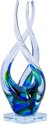 Produktbild von Designer Skulptur H32cm Glasskulptur Blau Grün Glasfigur Deko Glas Geschenk