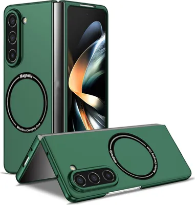 Produktbild von Für Samsung Galaxy Z Fold6 5G Magnet Magsafe faltbare Design Handy Tasche Hülle Etuis Dunkelgrün