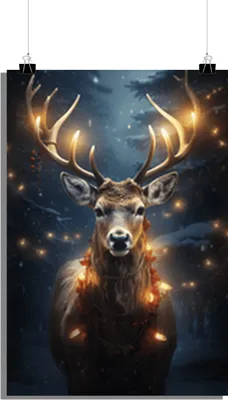 Produktbild von Weihnachtsposter - Schneeposter - Rentierposter - Feiertagsposter - Magisches Poster - 51x71cm - Perfekt zum Einrahmen