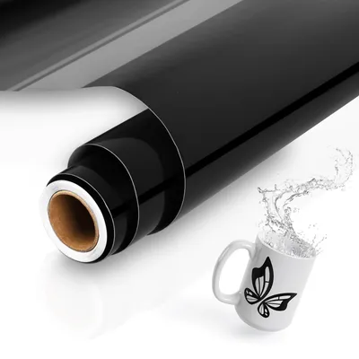 Productafbeelding van Vinylfolie - Zelfklevend en waterbestendig - Geschikt voor plotters en doe-het-zelf projecten - Zwart, 30,5 cm x 3 meter