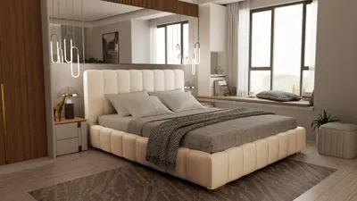Produktbild von ADIDAR Športová čalúnená posteľ 180x200cm manželská posteľ drevený rám postele béžová - Magic Velvet 2201