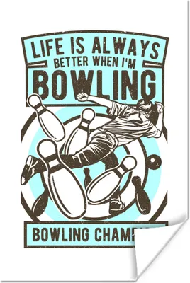 Produktbild von MuchoWow® Poster Bowling - Blau - Vintage 120x180 cm - Kunstposter