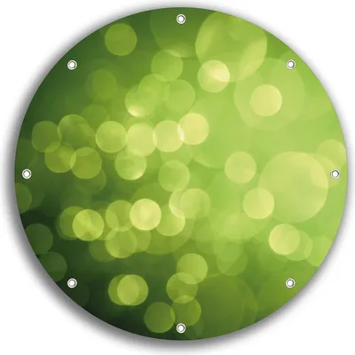 Produktbild von Wallario rundes Outdoor-Poster für Garten oder Balkon, Motiv Abstrakte grüne Kreise  grüne Lichtpunkte, 30 cm Durchmesser