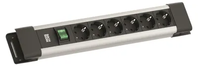 Imagen del producto de BACHMANN CONNECTUS 6xCEE7/3, 1xinterruptor, 2,0m, conector CEE7/7, color gris
