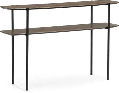 Produktbild von Konsolentisch Alexandros, 120x33x75 cm in Holz Piniendekor braun, Abgerundete Kanten, Wohnzimmer Sideboard, Flu Ablage