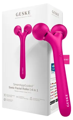 Zdjęcie produktu dla Roller Soniczny Do Twarzy 4W1 Geske Z Aplikacją (Magenta)