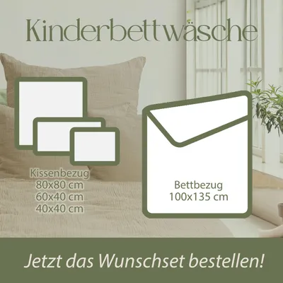 Produktbild von Kinderbettwäsche Set Bettbezug 100x135cm + 80x80cm Kissen (Grün)