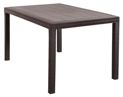 Immagine prodotto di Tavolo rettangolare 150x90 cm in wicker stampato con gambe regolabili e foro centrale per ombrellone Nasa -  Maroon