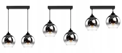 Zdjęcie produktu dla LUXOLAR - Lampa wisząca 2 płomienie szklany klosz grafitowo-przezroczysty, lampa sufitowa E27 60W do salonu, kuchni