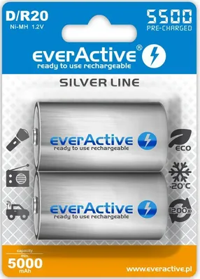 Produktbild von Wiederaufladbare Akkus everActive R20/D Ni-MH 5500 mAh ready to use