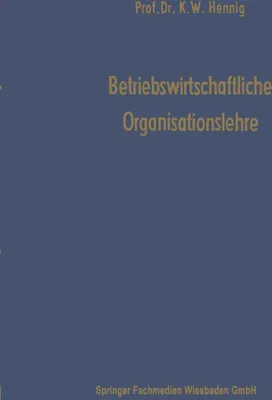 Produktbild von Betriebswirtschaftliche Organisationslehre