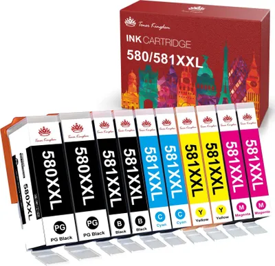 Produktbild von 10er-Pack TonerKingdom  für Canon CLI-581 PGI-580 XXL Kompatible Druckerpatronen als Ersatz für TR8550 TS6250 TS8250 TR7550 TS9550 TR8500 (PGBK/BK/C/M/Y)
